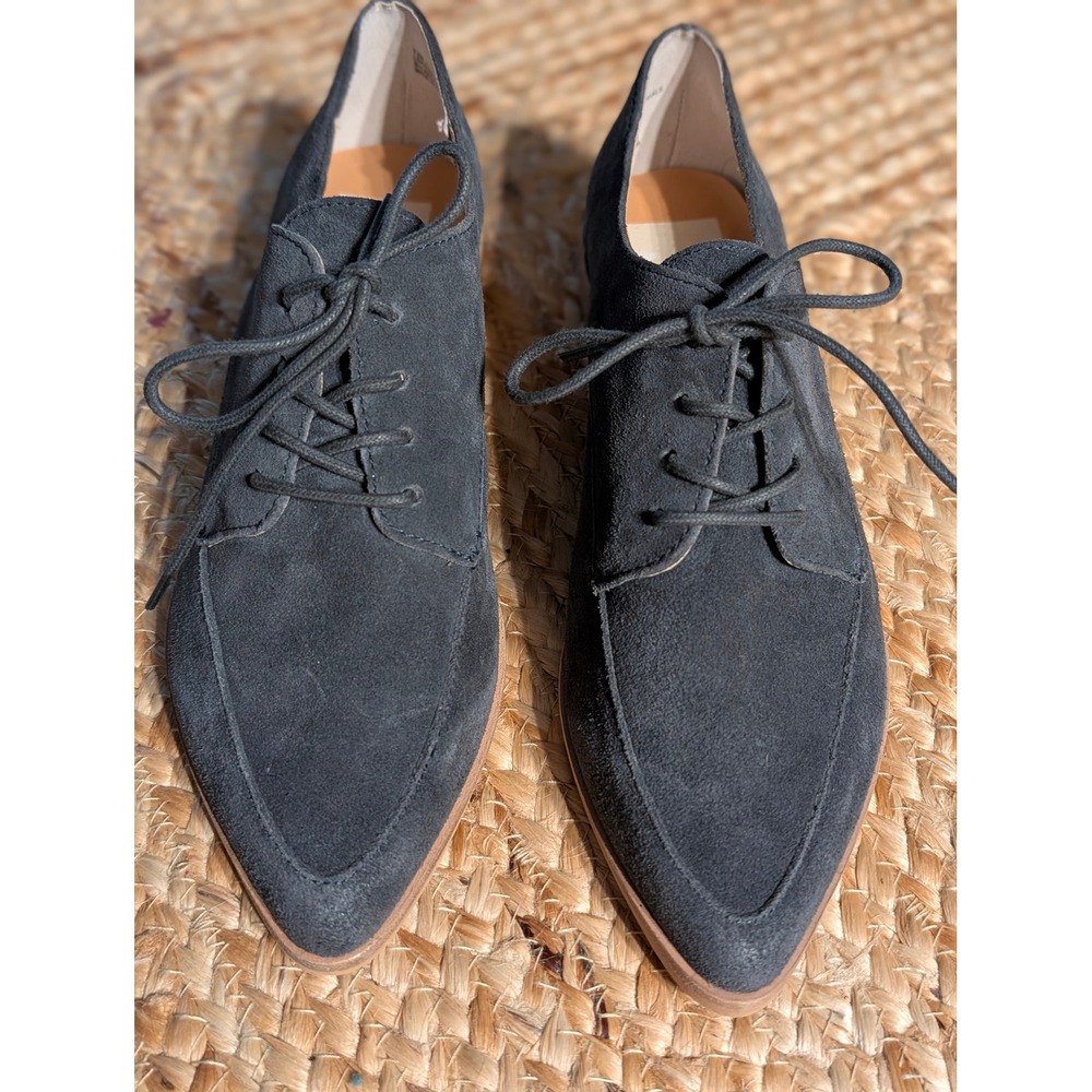 Dolce Vita Kyzer Dark Grey Suede Pointed Toe Oxford Lace Up Flats size 7.5M